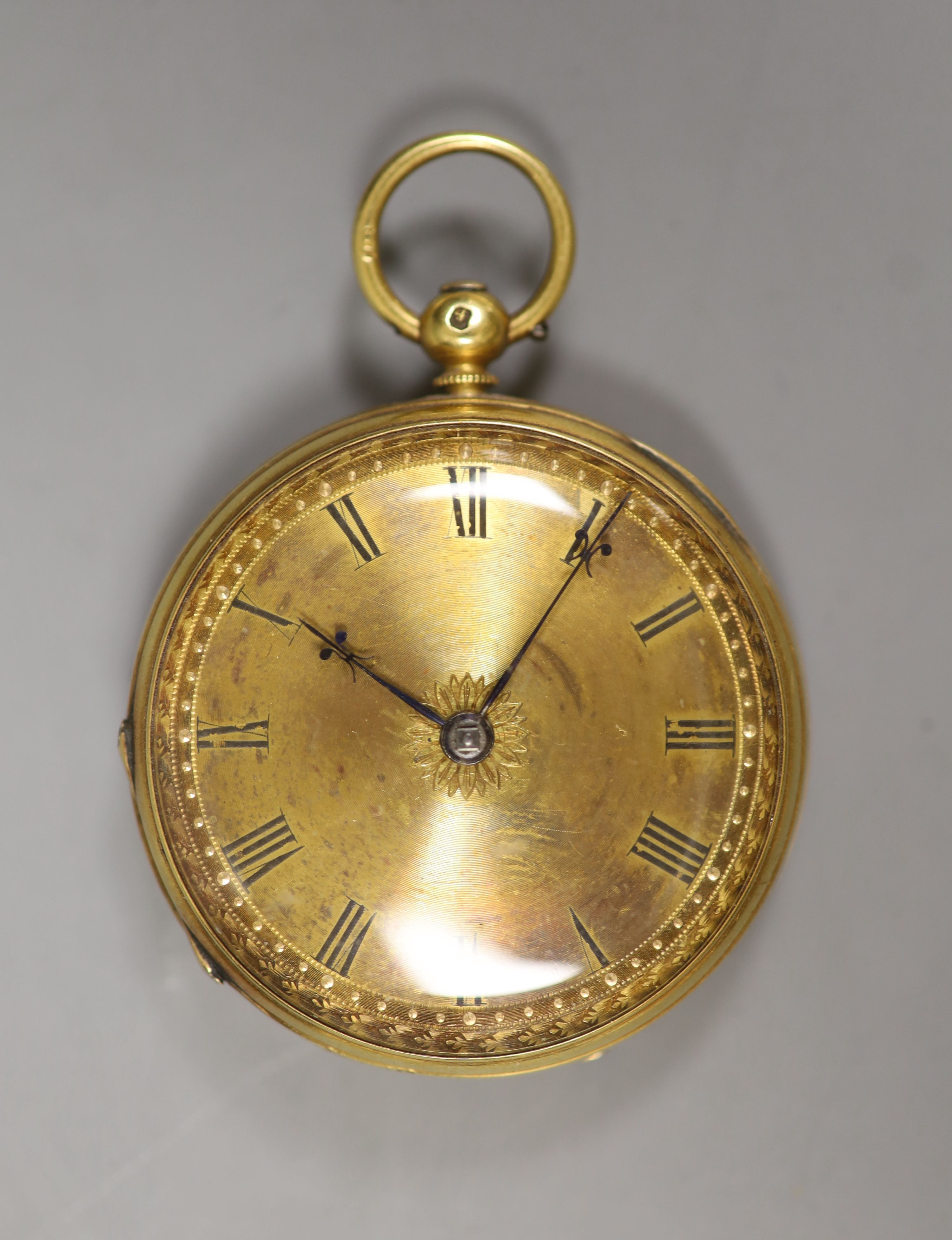 An 18ct gold open face keywind pocket watch, 1902